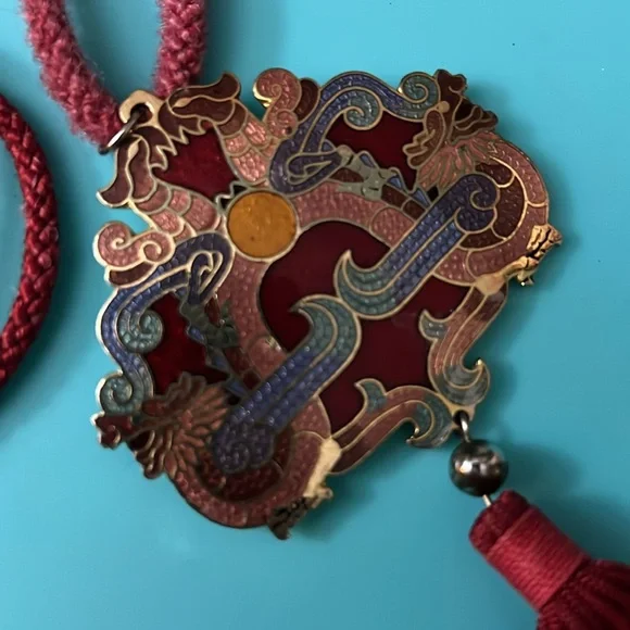 Red Dragon Pendant Tassel Necklace - Picture 2 of 3